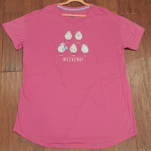 Pink Weekend Graphic Sleep T-Shirt - Picture 1 of 8